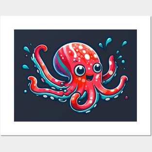 Cute red octopi Posters and Art